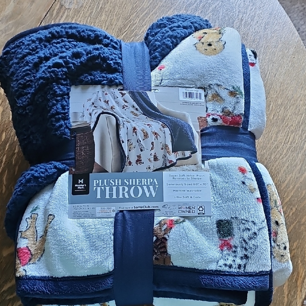 Plush Sherpa Throw with Animal Print